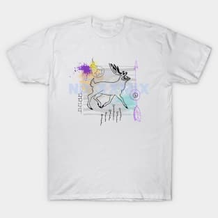 Abstract Deer Skull collage T-Shirt